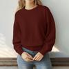 Осенний женский однотонный свитер с круглым вырезом и длинными рукавами для женщин