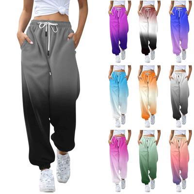 Женские модные повседневные брюки с принтом и эластичным поясом на шнурке