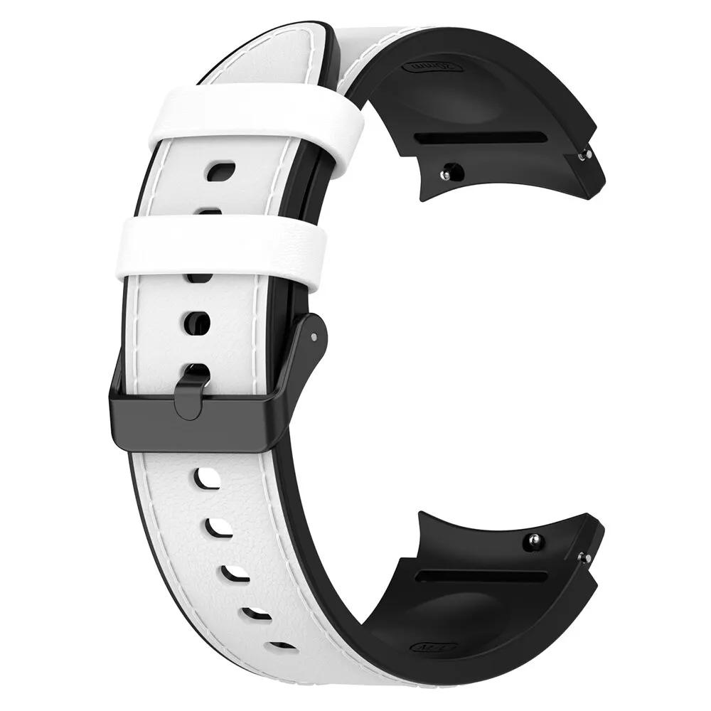 Силиконовый + кожаный ремешок для Samsung Galaxy Watch 6 5 Pro 40 мм 44 мм ремешок для часов 6 4 Classic 47 43 мм 46 мм Сменный браслет Correa