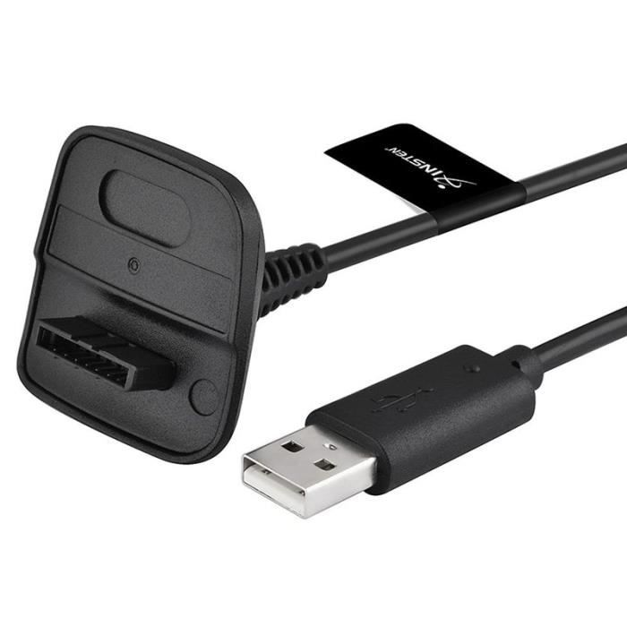 USB Charger Cable - INSTEN® - Xbox 360 - Black - Recharge Controller - Gaming Accessory