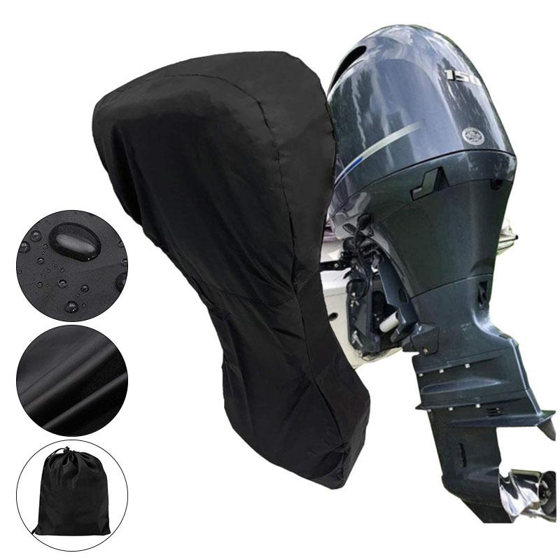 420D Boat Full Outboard Engine Cover Motor Engine Boat Cover Yacht Half Outboard UV Black Oxford Waterproof Protector Cover