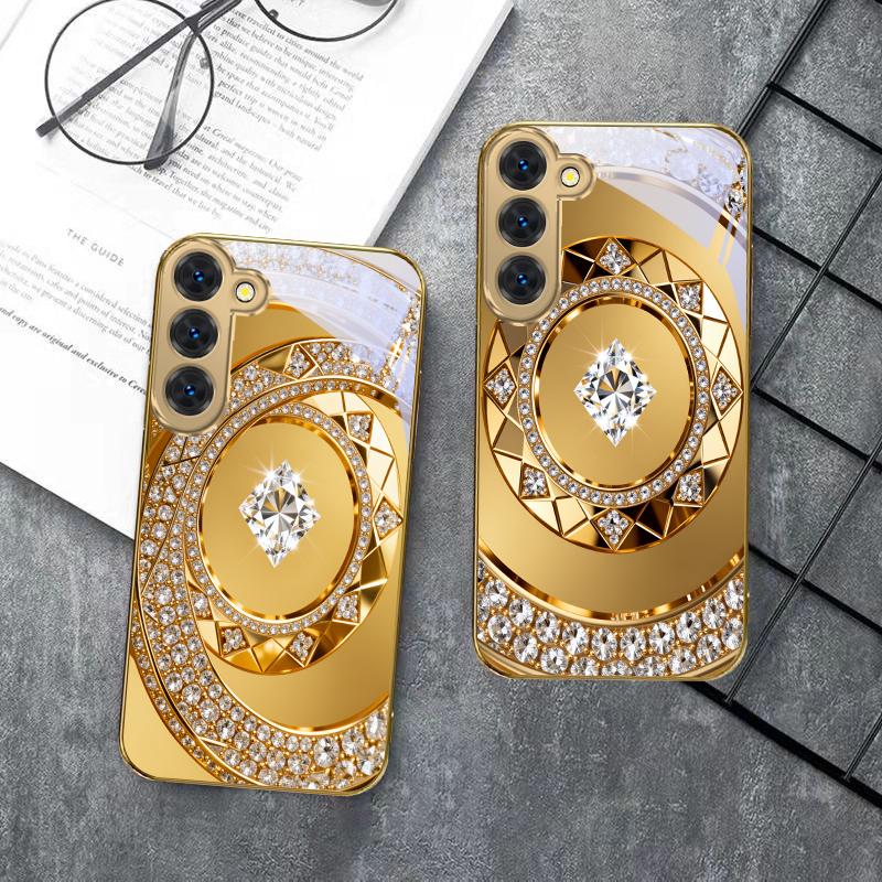 Изысканное ювелирное искусство Для Samsung Galaxy S26 S20 FE S21 S22 S23 Plus S24 Ultra S25Ultra S21+ S22Plus Золотой стеклянный чехол для телефона