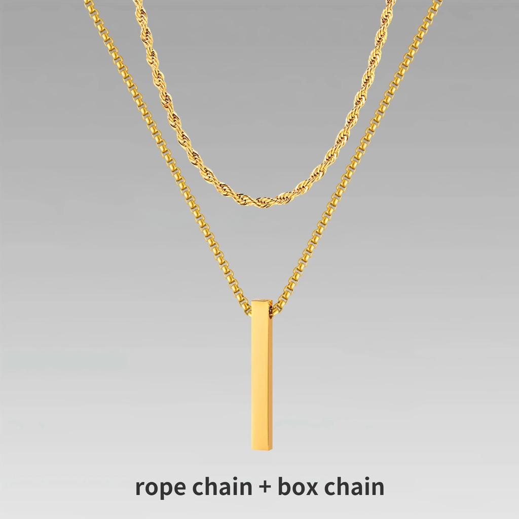 Мужские ожерелья с вертикальными полосками Vnox 3D, многослойная геометрическая подвеска из нержавеющей стали, кубинская цепочка из многослойной пшеничной веревки, ошейник для мальчика