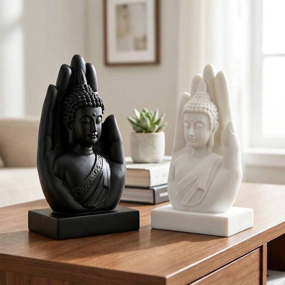 Spiritual Palm Buddha Statue 3D Printing Zen Desk Ornament Buddha-in-Palm Statue Meditation Rooms
