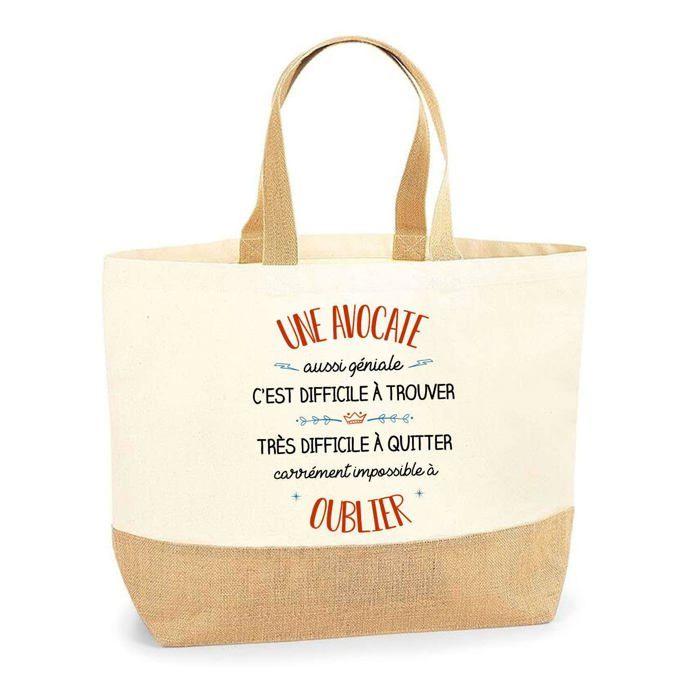 Sac cabas - PLANETEE - Une Avocate aussi géniale oublier - Jute naturel - Imprimé en France - Grande contenance