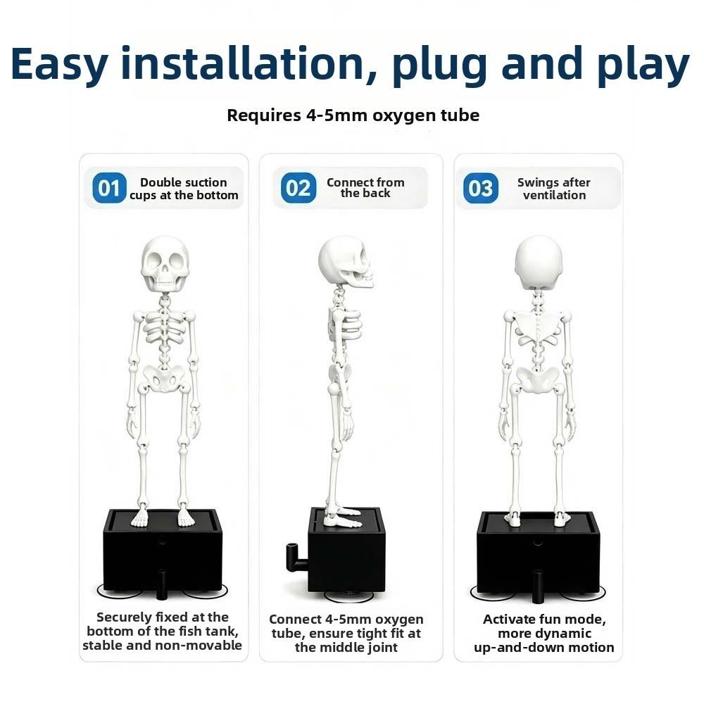Glow Dark Aquarium Ornament Movable Joints Dancing Bone Luminous Skeleton Aquarium Hobbyist