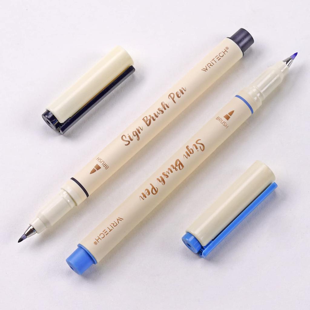 WRITECH Arts Sign Brush Brush Pen Tip Felt Ink Color 12 Assorted Pastel Perfect for and Calligraphy Pen, Marker, Tip, Water-Based Pen, Colors,