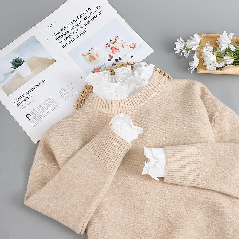 Ruffle Stand Fake Collar + Fake Cuffs Decoration Womens Blouse Detachable Shirt Collar Sweater False Collars Top Accessories