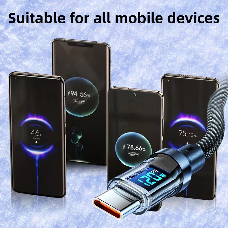 120 Вт светодиодный цифровой дисплей быстрая зарядка USB-кабель типа C для Huawei быстрая зарядка шнур данных