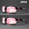 2PCS High Value Sets Women's Half Frame Fashion Glasses Colorful Coating Starry Sky Purple Dreamy Pink Lenses