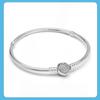 925 Silver Sparkling Heart Clasp Snake Chain Bracelet For Women For Charm Beads Jewelry 