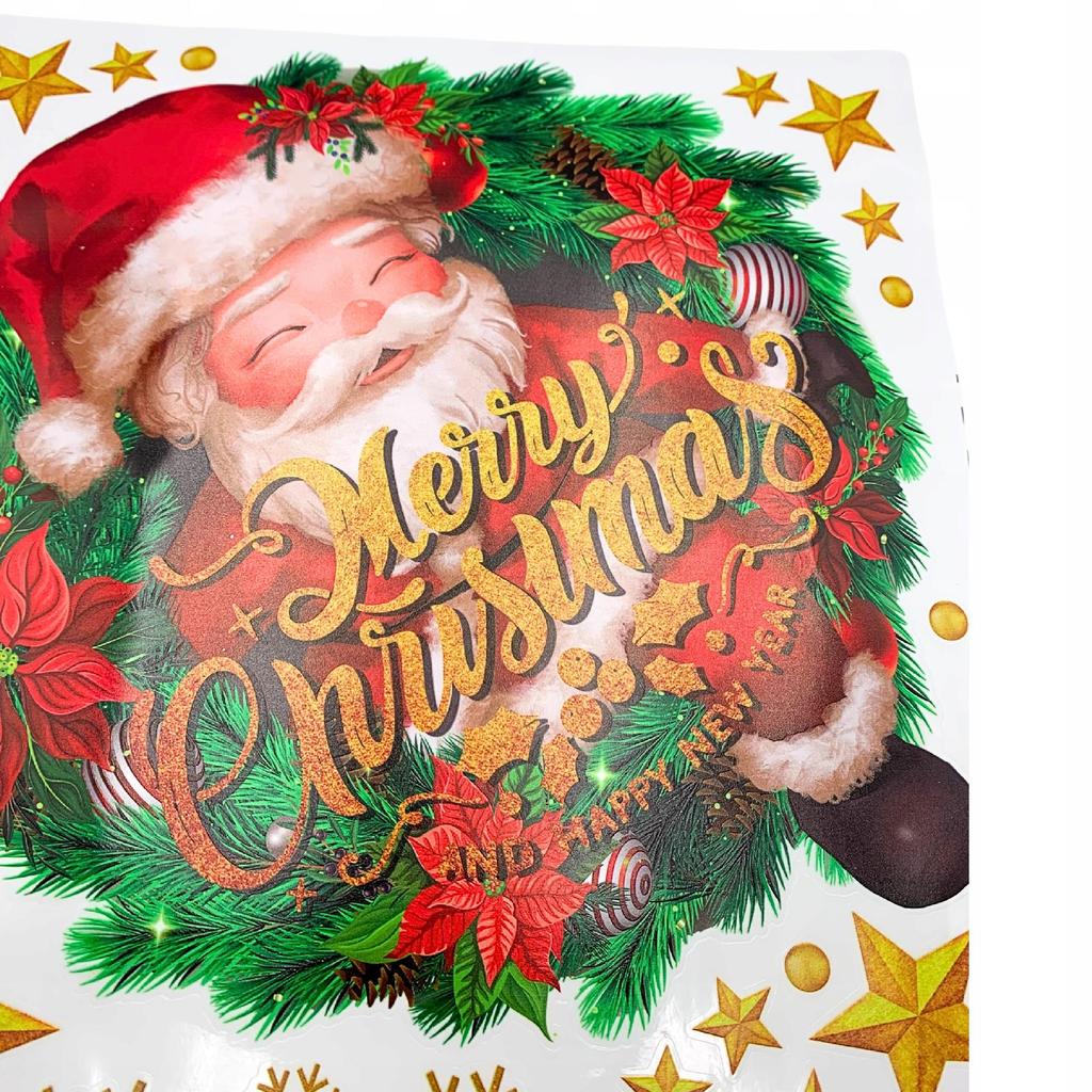Christmas Window Door Sticker Decorative Window Santa Claus Stars 50 M