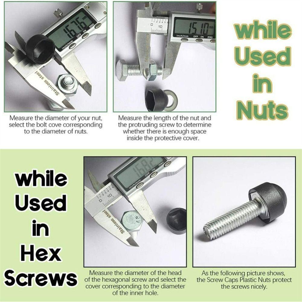 160Pcs Plastic Bolt Covers M4 M5 M6 M8 M10 M12 Hex Nut Caps Kit with Storage Box Screw Caps