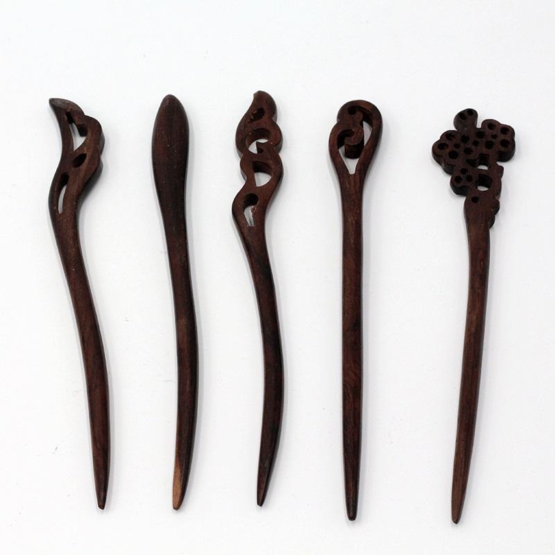 Деревянная застежка для волос, винтажная заколка из гуахака, женский подарок, аксессуары из черного дерева
