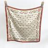 Korean design retro rhombus flower small silk scarf summer ins versatile thin breathable square scarf decorative scarf scarf