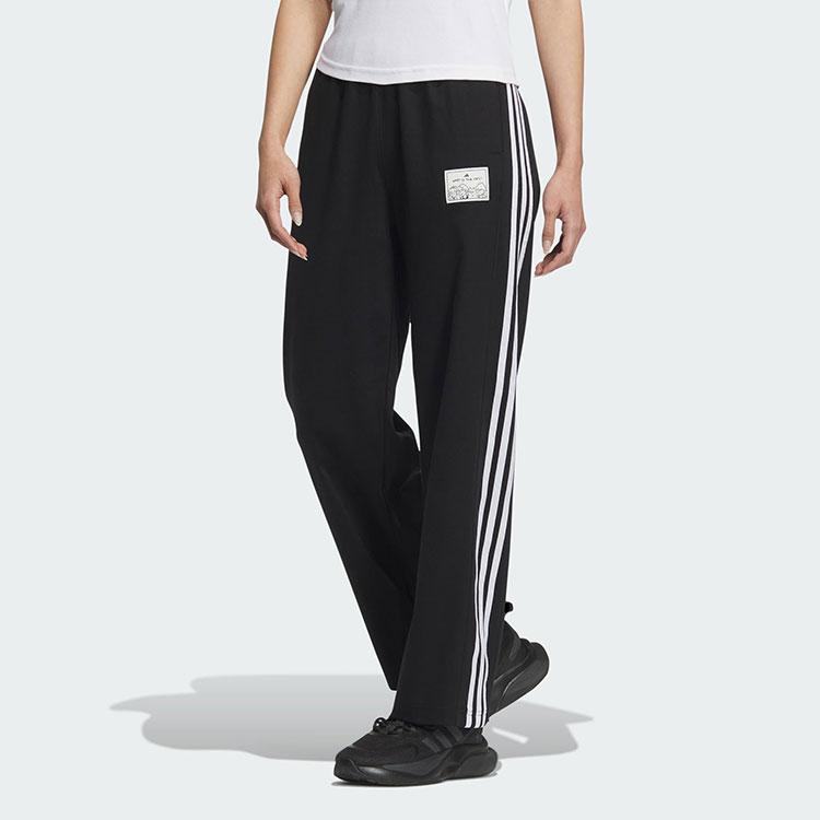 adidas Вязаные джоггеры с графическим рисунком, женские брюки в полоску и с мультяшным принтом, черные JN6658