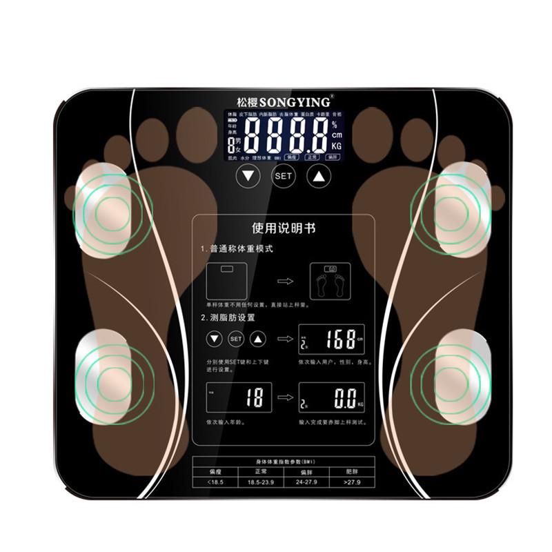 Весы для измерения веса тела Электронные весы Напольные цифровые весы BMI Цифровые весы Точность массы воды и здоровья Умные весы Анализатор весов для ванной ЖК-дисплей