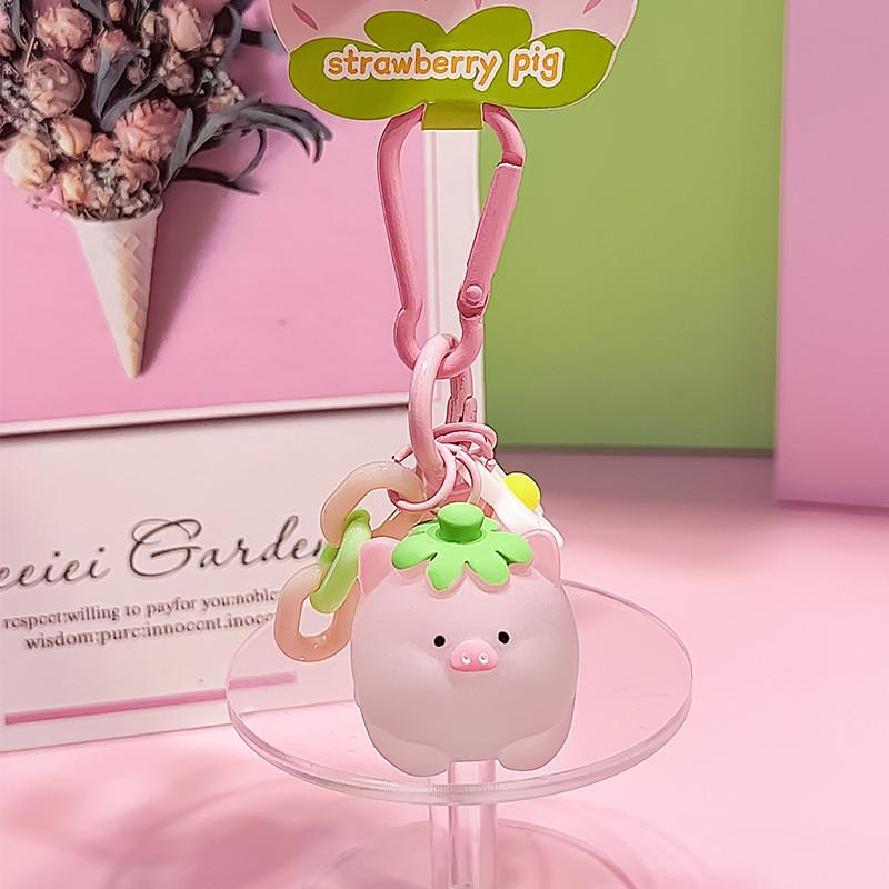 Fun Strawberry Pig Series Keychain Plush Hanging Accessory Ideal For Cute Car Decor
