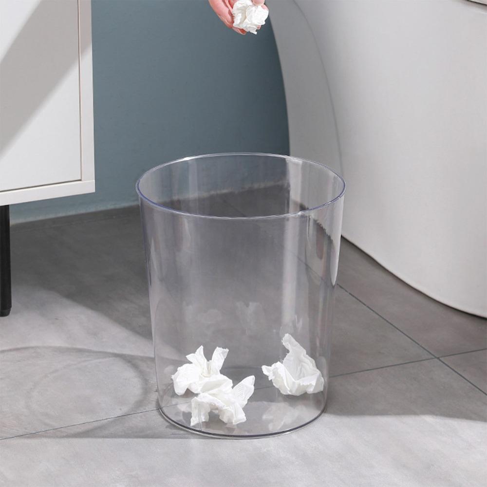 Plastic Transparent Trash Can Round Shape Flower Clear Vase Clear Garbage Container Bedroom