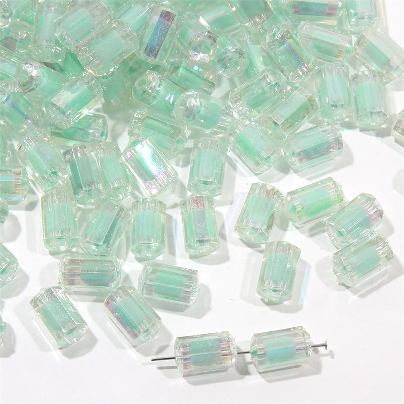 Бусины для браслета ручной работы, акриловые прозрачные матовые цветные гальванизированные бусины для колонн, глянцевые бусины в бусинах, бусины, браслет ручной работы своими руками, ожерелье, свободные бусины