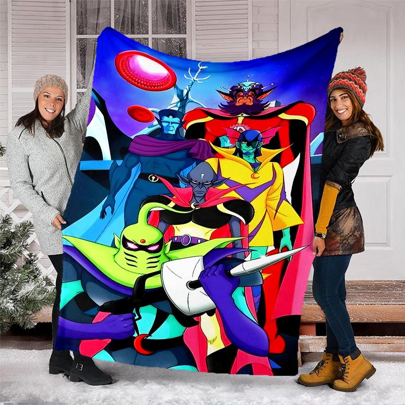 1pc UFO Robot Grendizer4 Theme Blanket - Digital Print, Polyester, Cozy for All Seasons, Perfect for Outdoor, Camping, and Travel