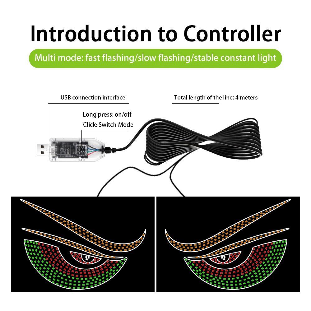 Гибкий светодиодный фонарь «Дьявольский глаз» для грузовика, USB пиксельная панель, креативная лампа, декор для автомобиля