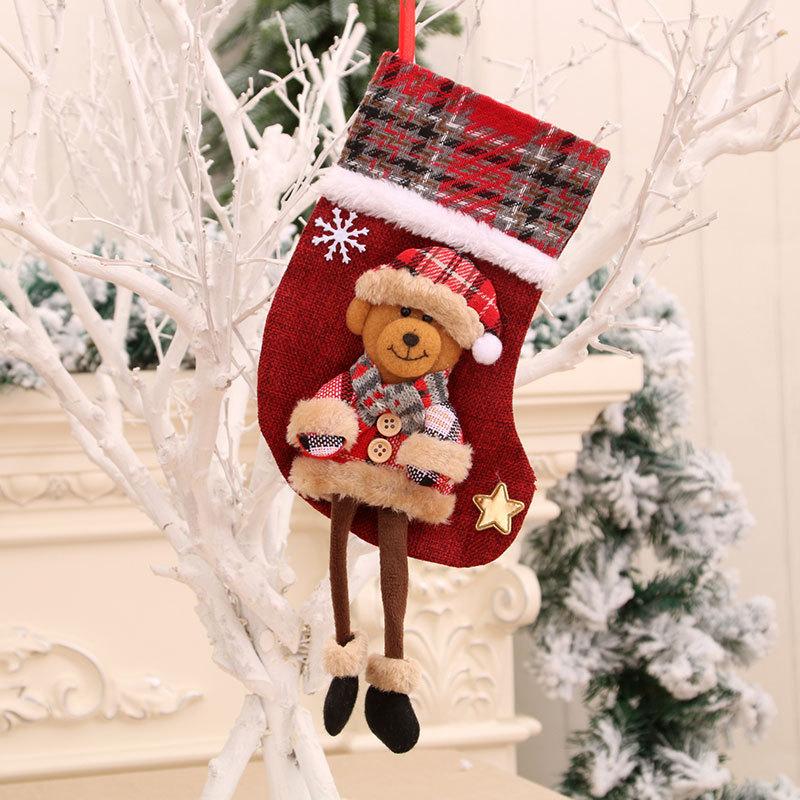 Новые украшения Длинные ножки Рождественские носки Подвеска Кукла 3D Льняные носки Рождественский подарочный пакет
