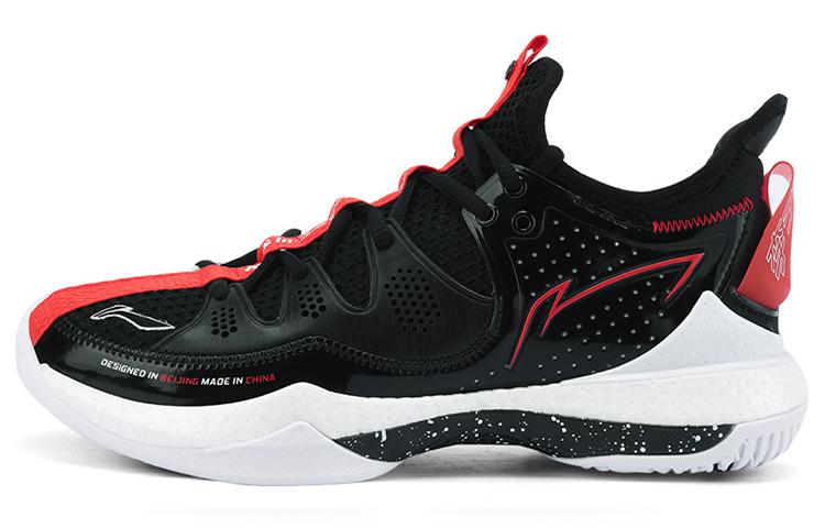Li Ning Бадминтонные кроссовки унисекс, средняя высота, черные/белые/красные AYAS024-2