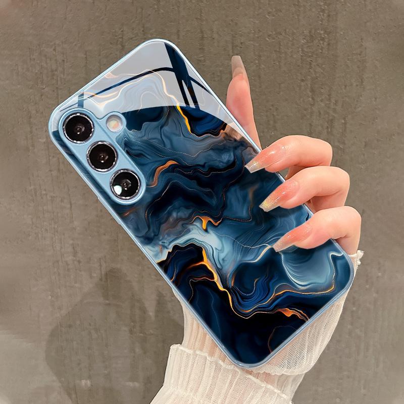 Синий мрамор с золотыми прожилками Модные чехлы для телефона Samsung Galaxy S26 S25 S24 S23 S22 S21 FE Ultra Plus Чехол для телефона Coque Fundas