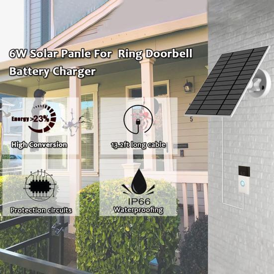 6 Вт солнечное зарядное устройство для дверного звонка Ring 5 В IP66 солнечная панель вращающаяся солнечная панель зарядное устройство для дверного звонка Ring Video 2 и других дверных звонков с питанием от батареи