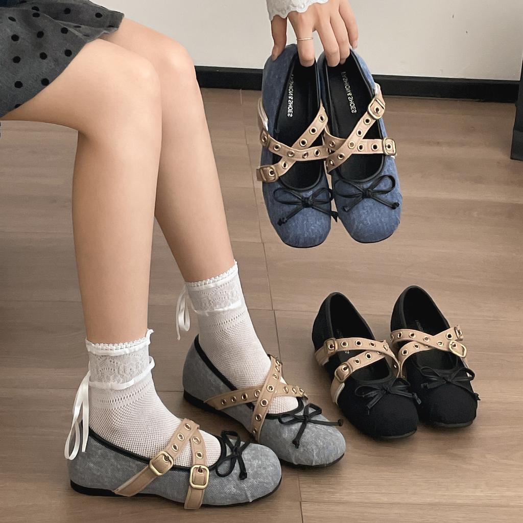 Retro French Round Head Inner Height Increase Shallow Mouth Flat Sole Single Shoes Women's 2025 New Autumn Skirt Mary Jane Shoes