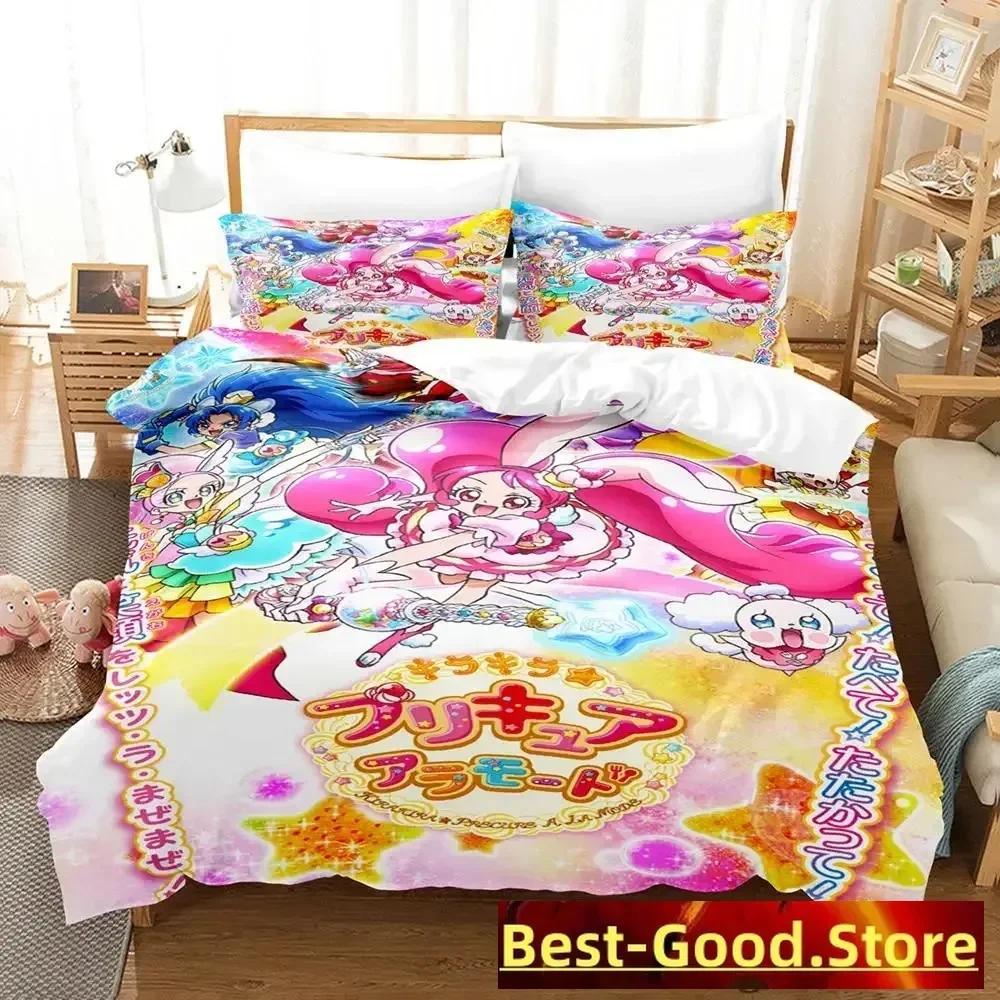 Kawaii Smile PreCure! Bedding Set Duvet Cover Sheet Printed Bed Set Pillowcase Bed Full Queen King Size Comforter Bedroom