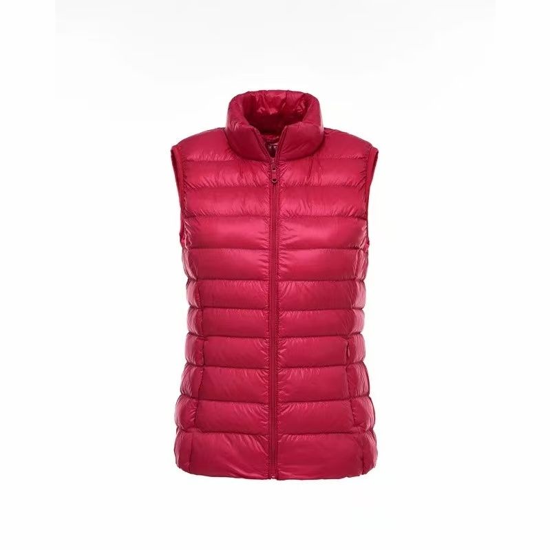 Легкий однотонный женский пуховый жилет, короткий жилет, жилет с воротником-стойкой, легкие пальто на 90% из белого утиного пуха, куртка