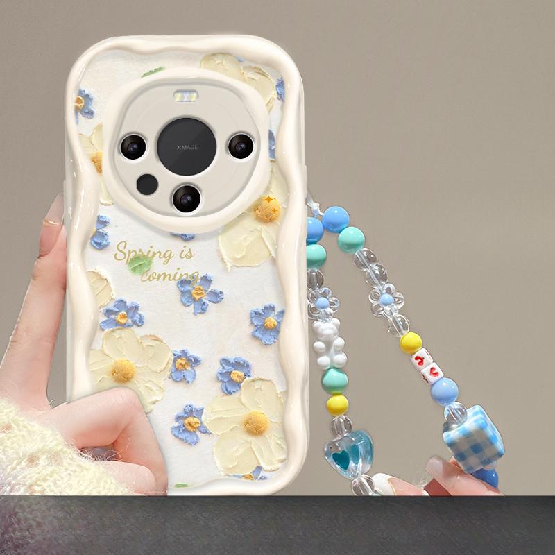 Подходит для чехла для мобильного телефона Huawei Mate60pro P50 Полноэкранная масляная живопись Цветочная цепочка Honor 100/90 Прозрачный силикон