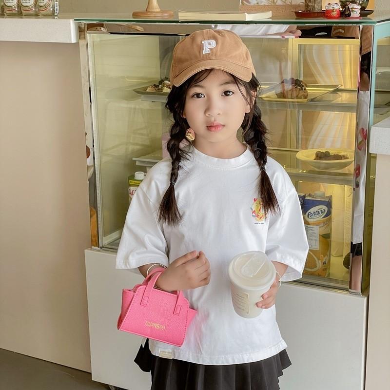 Fashionable Korean Style Mini Shoulder Bag For Kids In Trendy Solid Colors