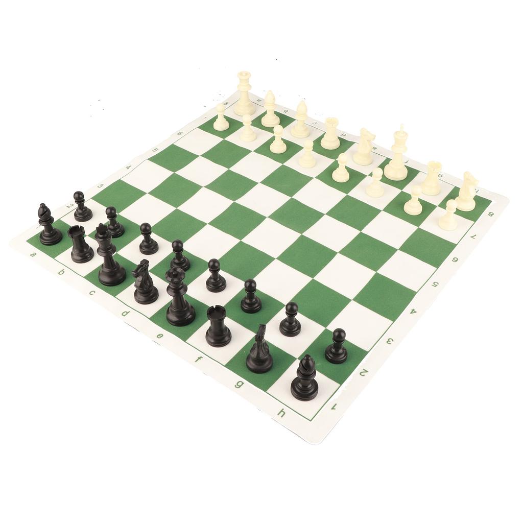 Chess Set Plastic Chess Board Set Desktop Artificial Leisure Game with Leather Checkerboard for Party Camping Relaxing