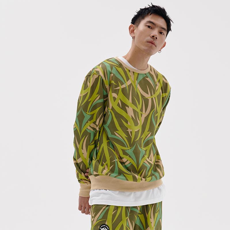 CLOT Sweatshirts Men's Green Crew Neck Moderate Regular CLSS19SAL301-GN
