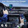 Upgraded 4 In 1 Retractable Car Charger 120W Super Fast Car Phone Charger Adapter with Telescopic Cord for iPhone Sumsung Huawei
