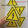 10 Yellow PVC Warning Stickers - 35mm, Electric Shock Hazard for Electrical Cabinets