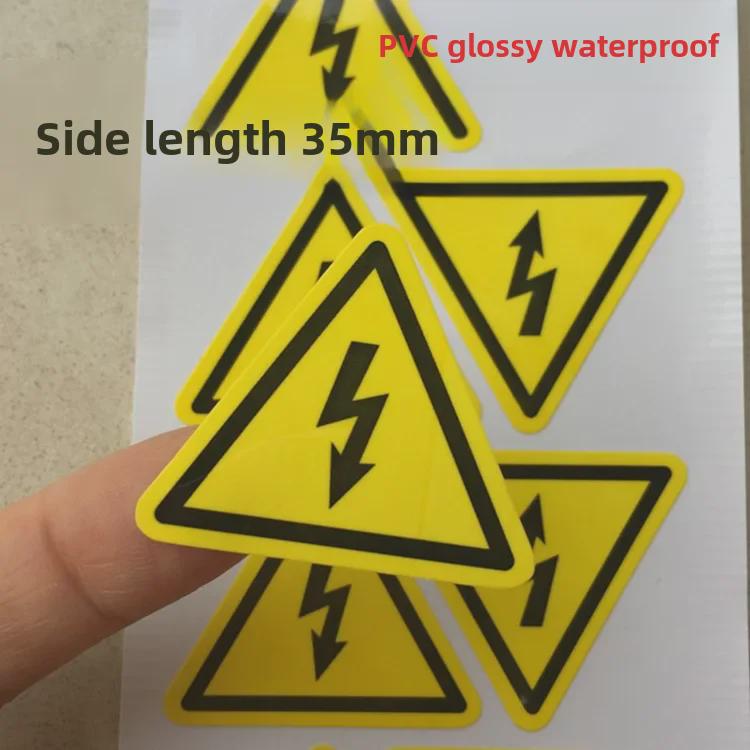 10 Yellow PVC Warning Stickers - 35mm, Electric Shock Hazard for Electrical Cabinets