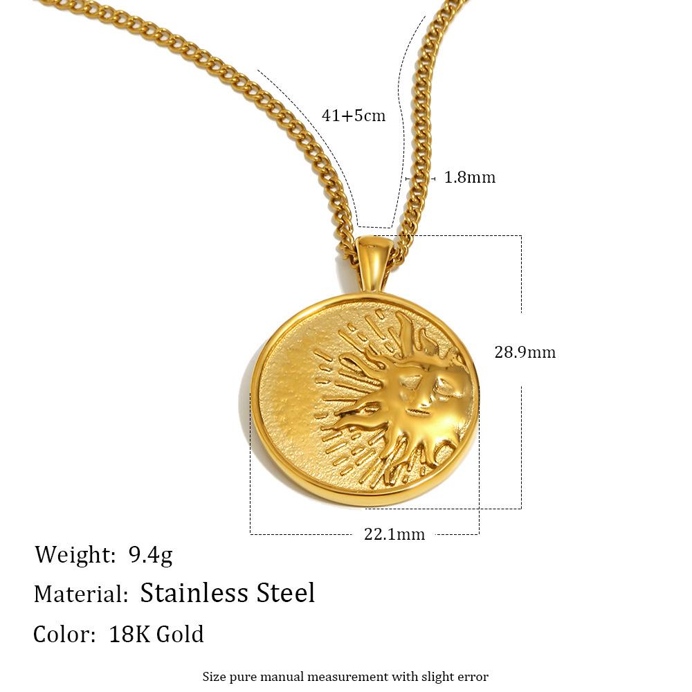 1 шт. Модный Дизайн Чувство Ожерелье Нержавеющая Сталь Покрытие 18K Золото Монета Солнце Боковая Цепочка Ожерелье
