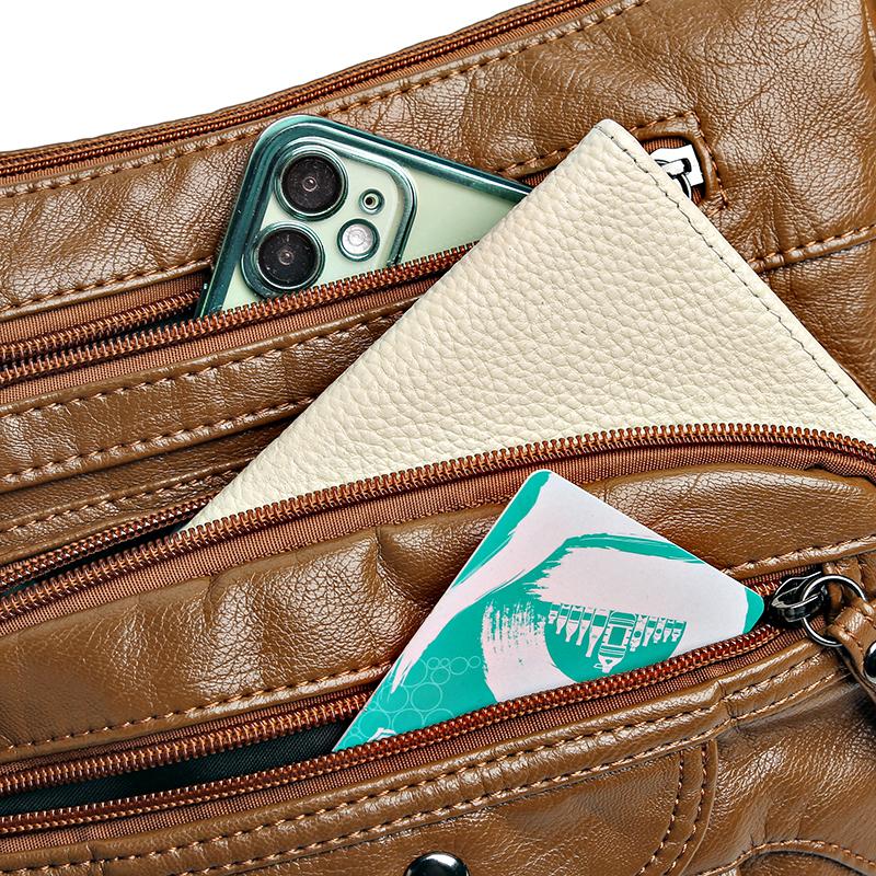 Женская сумка Сумка через плечо большой вместимости Сумка через плечо для среднего и пожилого возраста Маленькая квадратная сумка с несколькими карманами