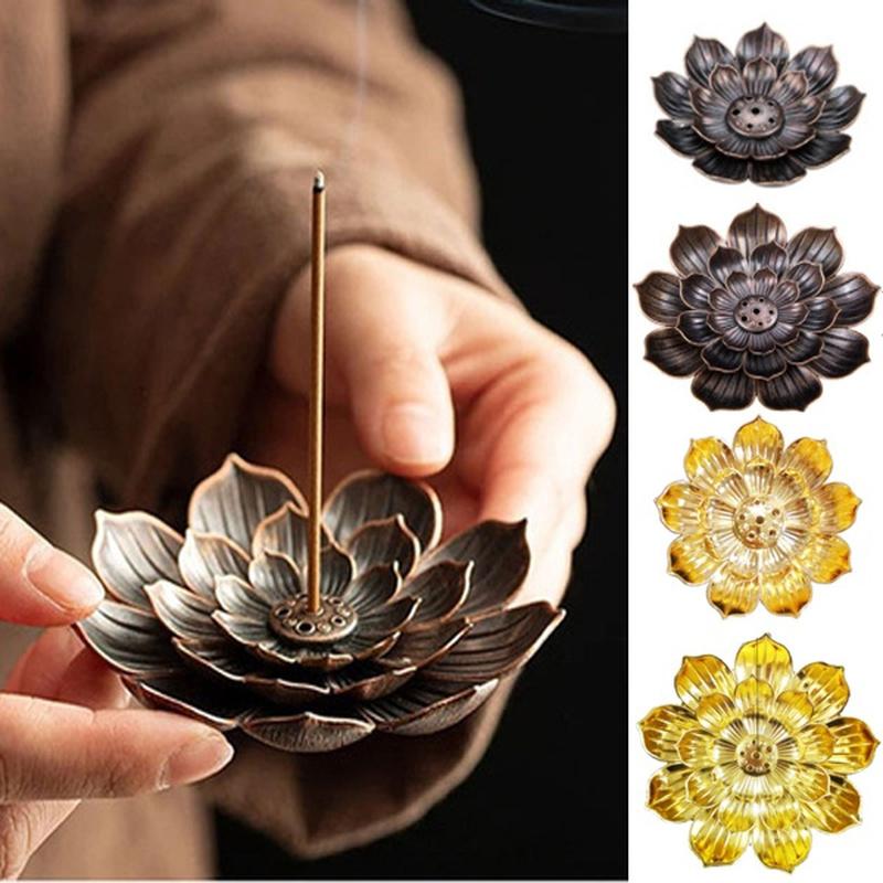 Retro Incense Burner Lotus Plate Stick Holder