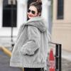 Women's Winter Double-Sided Fleece Jacket Casual Warm Plus Size Loose Hooded Zip-Up Long Sleeve Coats
