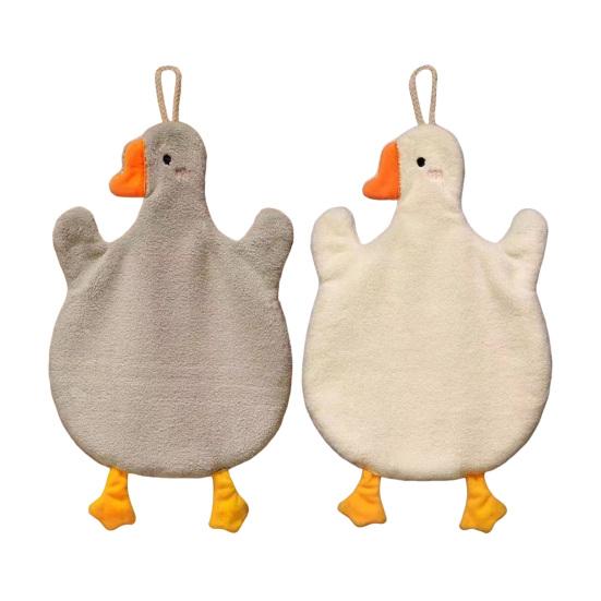 Милое утиное полотенце для рук Мягкое детское полотенце для рук Форма утки Впитывающее полотенце для ванной с петлей для подвешивания для кухни спальни