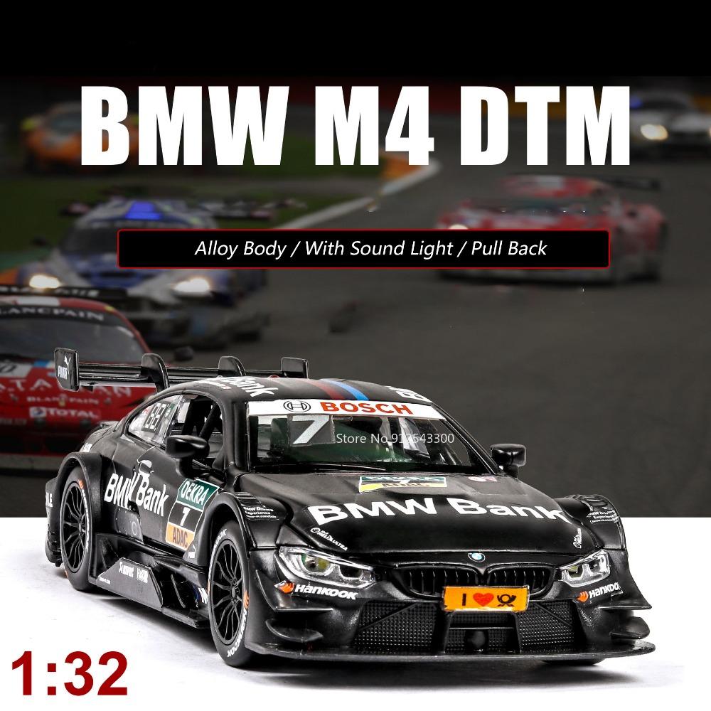 1/32 Модель гоночного автомобиля BMW M4 DTM Игрушка из сплава литья под давлением со звуком и светом Модель с механизмом оттягивания Коллекционные игрушки для мальчиков Праздничные подарки