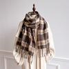 Роскошный зимний клетчатый шарф для женщин и мужчин, шарфы из кашемира в британском стиле с кисточками, Рождественская женская зимняя теплая одежда