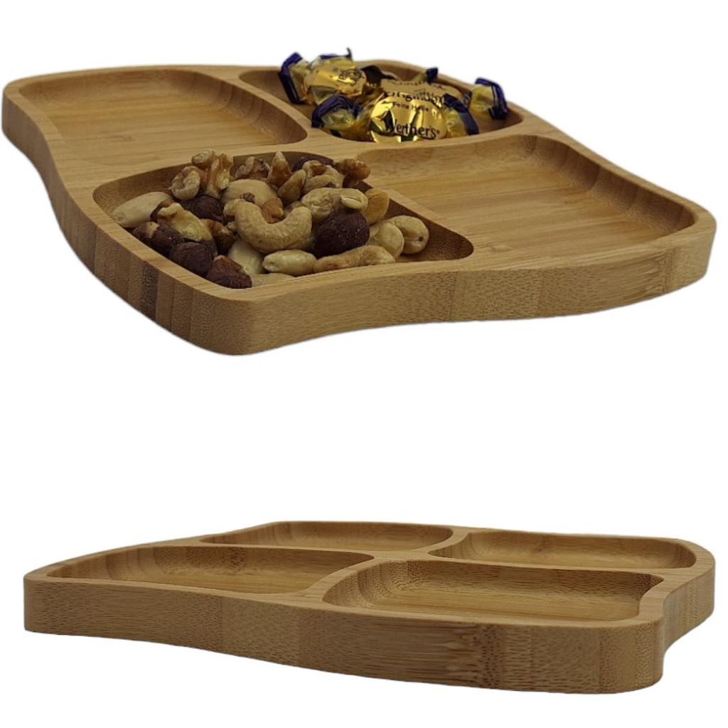 Plate Wooden Board Bamboo Plate Compartments For Snacks Dishes Cakes
