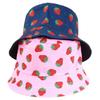 Double Sided Summer Strawberry Printed Fisherman Hat Outdoor Beach Sunshade Cap