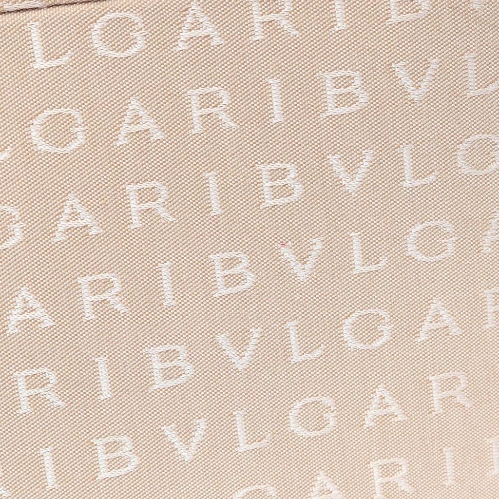Used BVLGARI Logo mania Tote Bag canvas leather Beige Brown Used Women